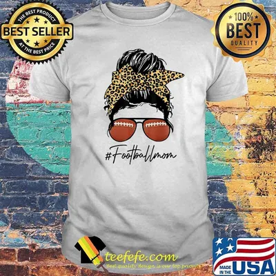 Football Mom With Leopard And Messy Bun T-Shirt