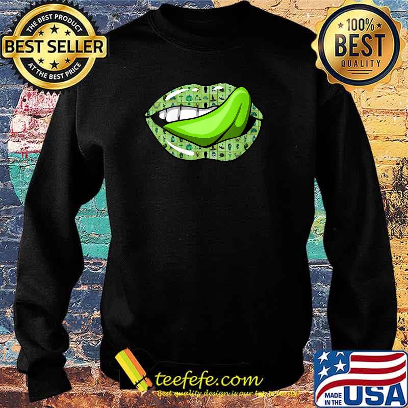 Green Lips With Halloween Witch T-Shirt Sweater Green Lips With Halloween Witch T-Shirt Sweater