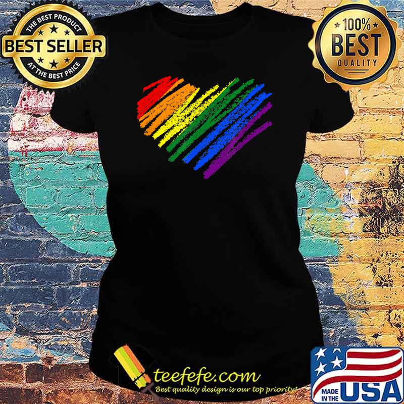 Hand Drawn Heart Gay Pride Flag - LGBT LGBTQ Rainbow Heart T-Shirt Ladies tee Hand Drawn Heart Gay Pride Flag - LGBT LGBTQ Rainbow Heart T-Shirt Ladies tee