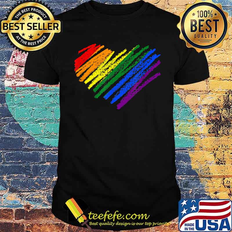 Hand Drawn Heart Gay Pride Flag - LGBT LGBTQ Rainbow Heart T-Shirt