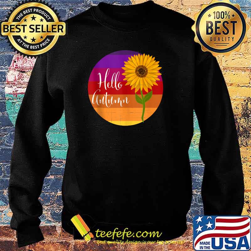 Hello Autumn Beautiful Sunflower Vintage T-Shirt Sweater Hello Autumn Beautiful Sunflower Vintage T-Shirt Sweater