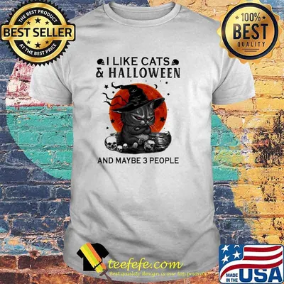 I Like Cats And Halloween And MAybe 3 People Blood Moon Shirt