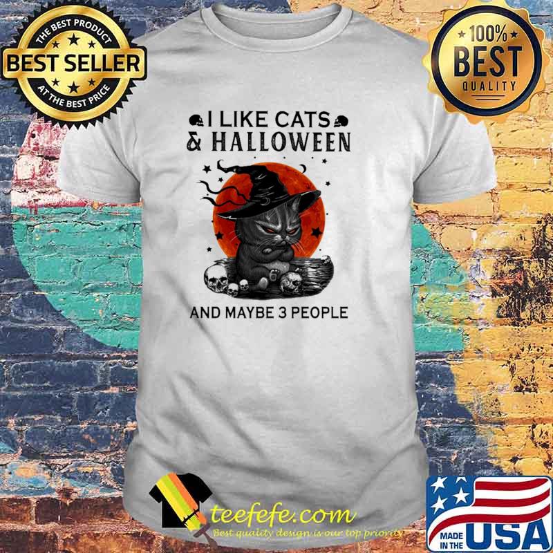I Like Cats And Halloween And MAybe 3 People Blood Moon Shirt