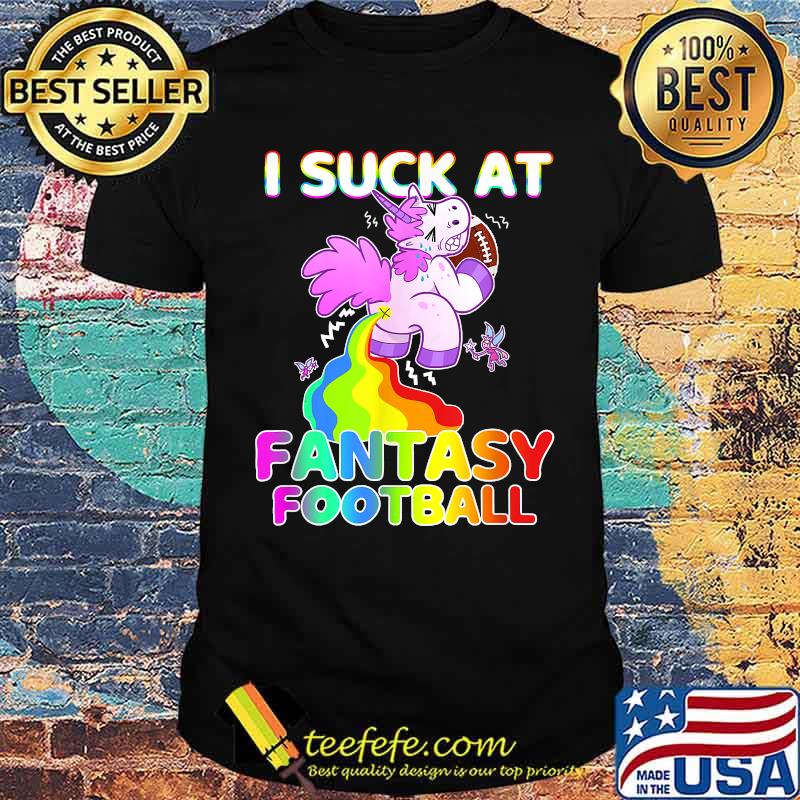 I Suck At Fantasy Football Rainbow Unicorn Poop Loser T-Shirt