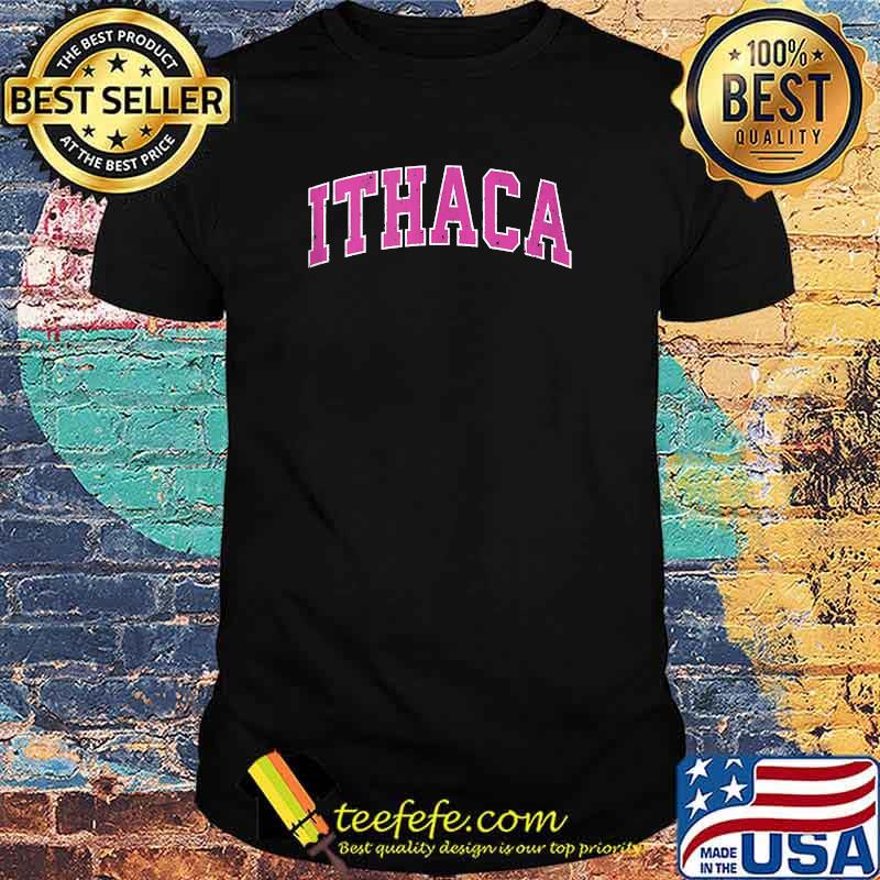 Ithaca New York NY Vintage Sports Design Pink T-Shirt