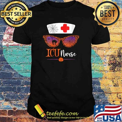 Jack O Lantern Leopard Pumpkin Nurse Halloween Sunglasses T-Shirt