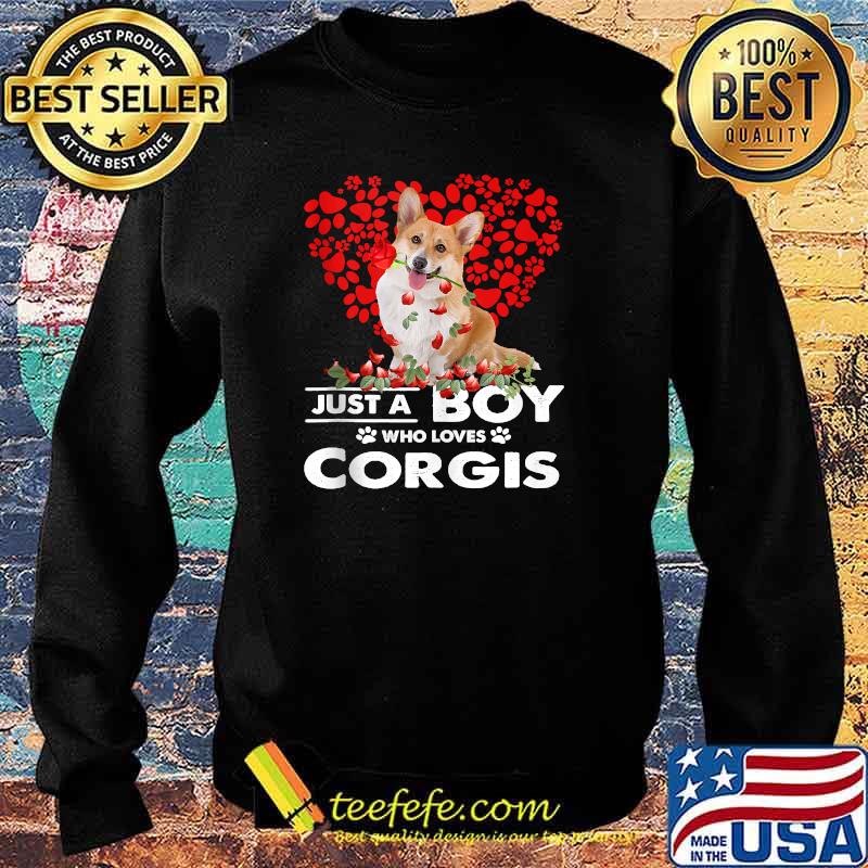 Just A Boy Who Loves Corgis Dog T-Shirt Sweater Just A Boy Who Loves Corgis Dog T-Shirt Sweater