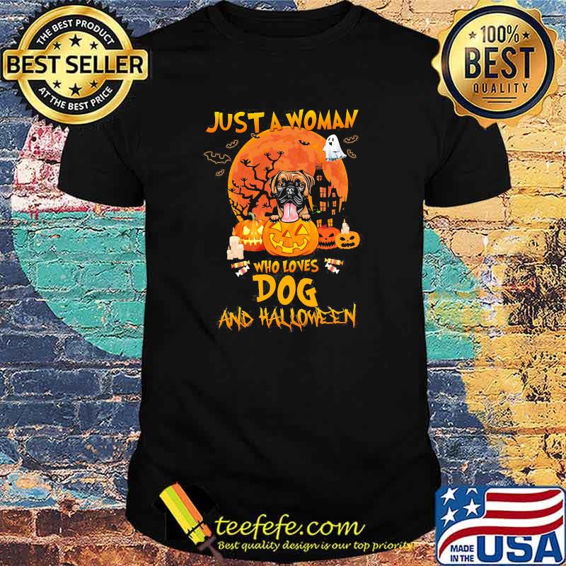 Just a woman who loves dogs and halloween blood moon shirt