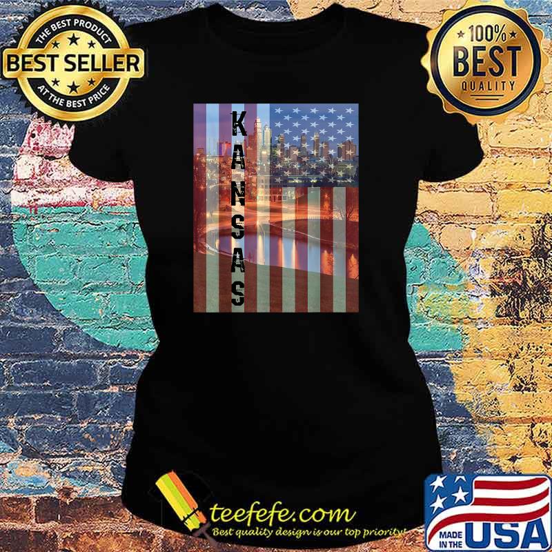 Kansas American Flag T-Shirt Ladies tee Kansas American Flag T-Shirt Ladies tee