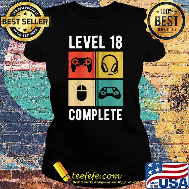 Level 18 Complete Retro Birthday Party T-Shirt Ladies tee Level 18 Complete Retro Birthday Party T-Shirt Ladies tee