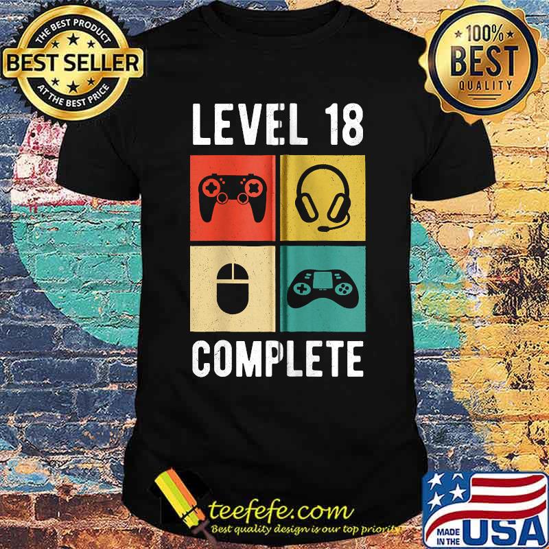 Level 18 Complete Retro Birthday Party T-Shirt Level 18 Complete Retro Birthday Party T-Shirt