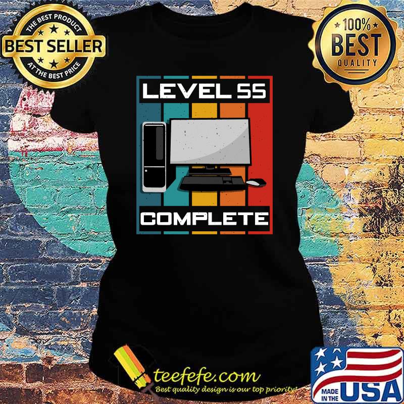 Level 55 Complete I 55th Birthday Computer Gaming Vintage T-Shirt Ladies tee Level 55 Complete I 55th Birthday Computer Gaming Vintage T-Shirt Ladies tee