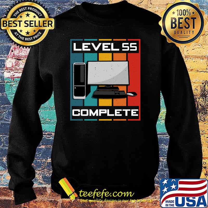 Level 55 Complete I 55th Birthday Computer Gaming Vintage T-Shirt Sweater Level 55 Complete I 55th Birthday Computer Gaming Vintage T-Shirt Sweater