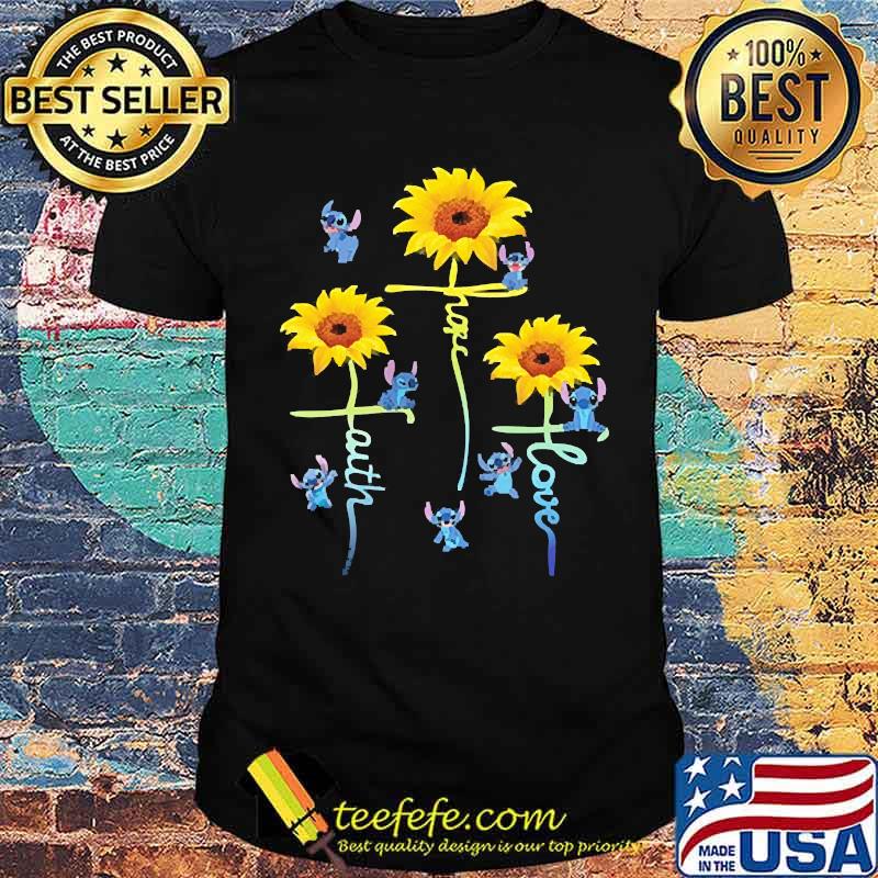 Love Hope Faith stitichs with sunflowers shirt