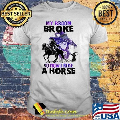 My Broom Broke So Now I Ride A Horse Witch Cat Halloween T-Shirt