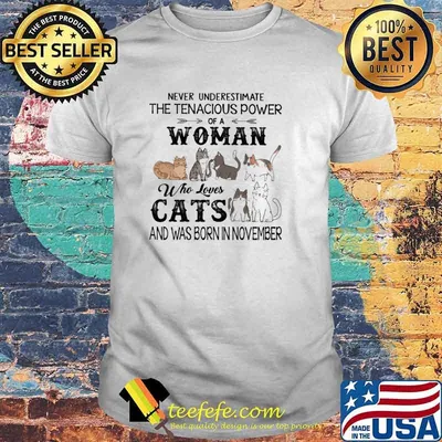 Never Underestimate The Tenacious Power Of A Woman Who Loves Cats And Was Born In November Shirt