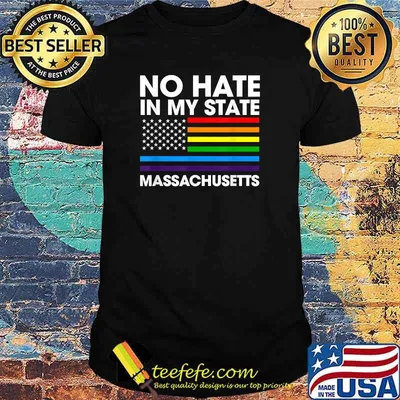 No Hate in My State LGBT Massachusetts Pride MA Gay Lesbian T-Shirt