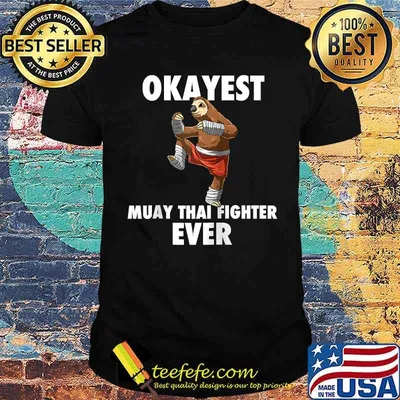 Okayest Muay Thai Fighter and Kickboxing Raglan Baseball Sloth T-Shirt