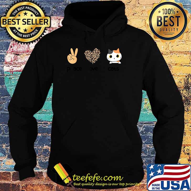 Peace Love Cats Lepoard T-Shirt Hoodie Peace Love Cats Lepoard T-Shirt Hoodie
