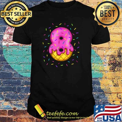 Pink Melting Ice cream Number 8 Donut T-Shirt