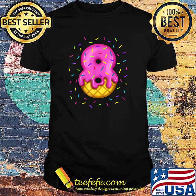 Pink Melting Ice cream Number 8 Donut T-Shirt