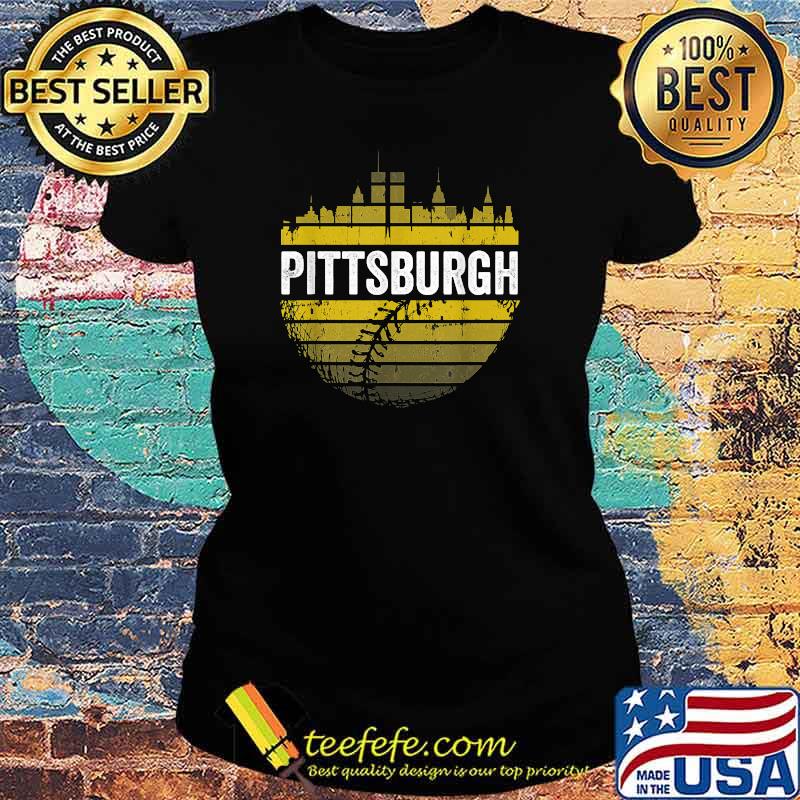 Pittsburgh Baseball Cityscape Distressed Novelty Pirate T-Shirt Ladies tee Pittsburgh Baseball Cityscape Distressed Novelty Pirate T-Shirt Ladies tee