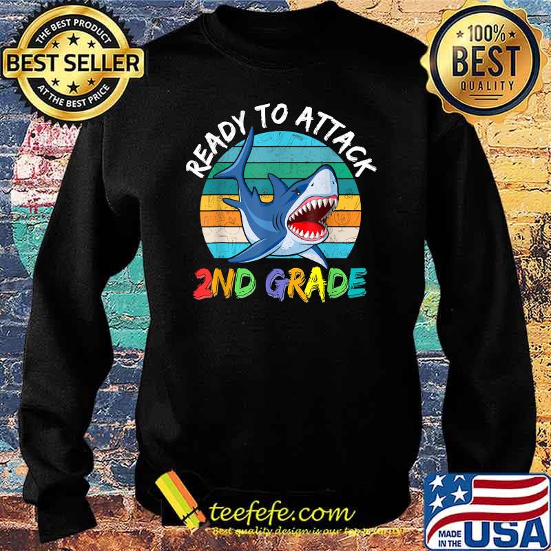 Ready To Attack 2nd Grade First Day of School Shark Vintage T-Shirt Sweater Ready To Attack 2nd Grade First Day of School Shark Vintage T-Shirt Sweater