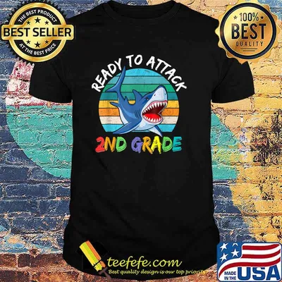 Ready To Attack 2nd Grade First Day of School Shark Vintage T-Shirt