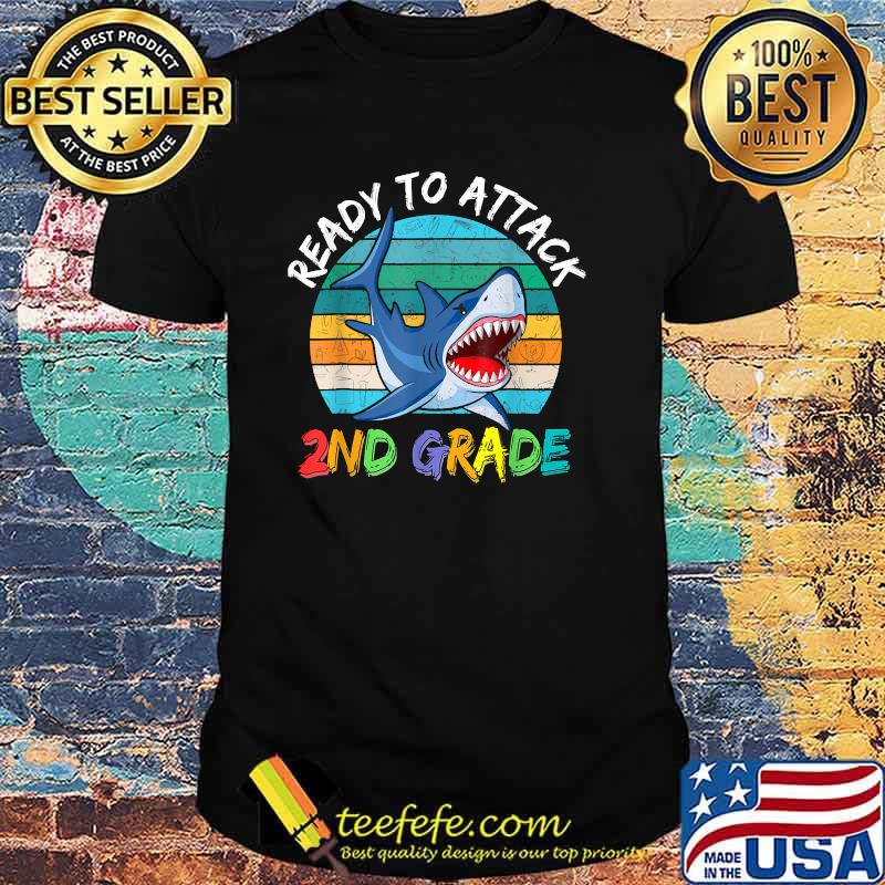 Ready To Attack 2nd Grade First Day of School Shark Vintage T-Shirt Ready To Attack 2nd Grade First Day of School Shark Vintage T-Shirt