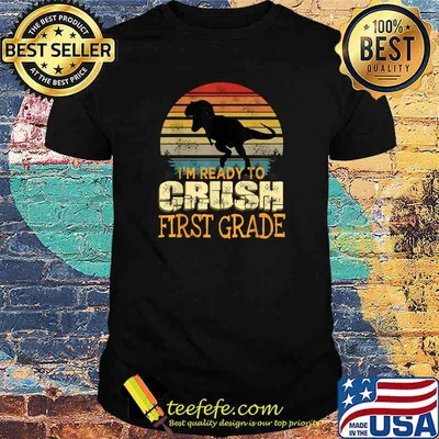 Ready To Crush First Grade 1st Day Of School Dinosaur Boys T-Shirt