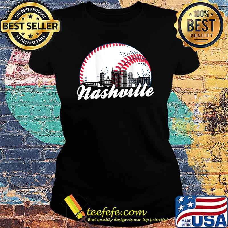 Retro Nashville Baseball Cityscape T-Shirt Ladies tee Retro Nashville Baseball Cityscape T-Shirt Ladies tee