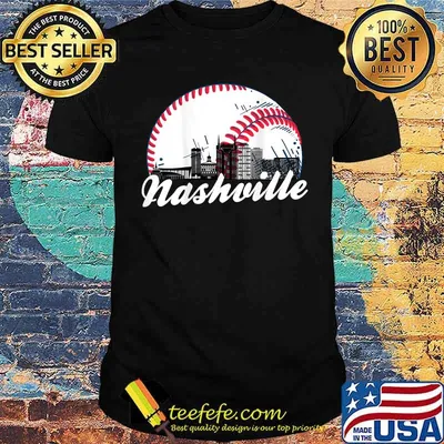 Retro Nashville Baseball Cityscape T-Shirt