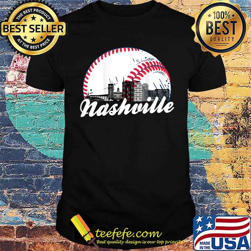 Retro Nashville Baseball Cityscape T-Shirt