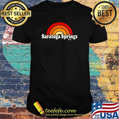 Saratoga Springs New York NY Vintage 70s Retro Rainbow T-Shirt