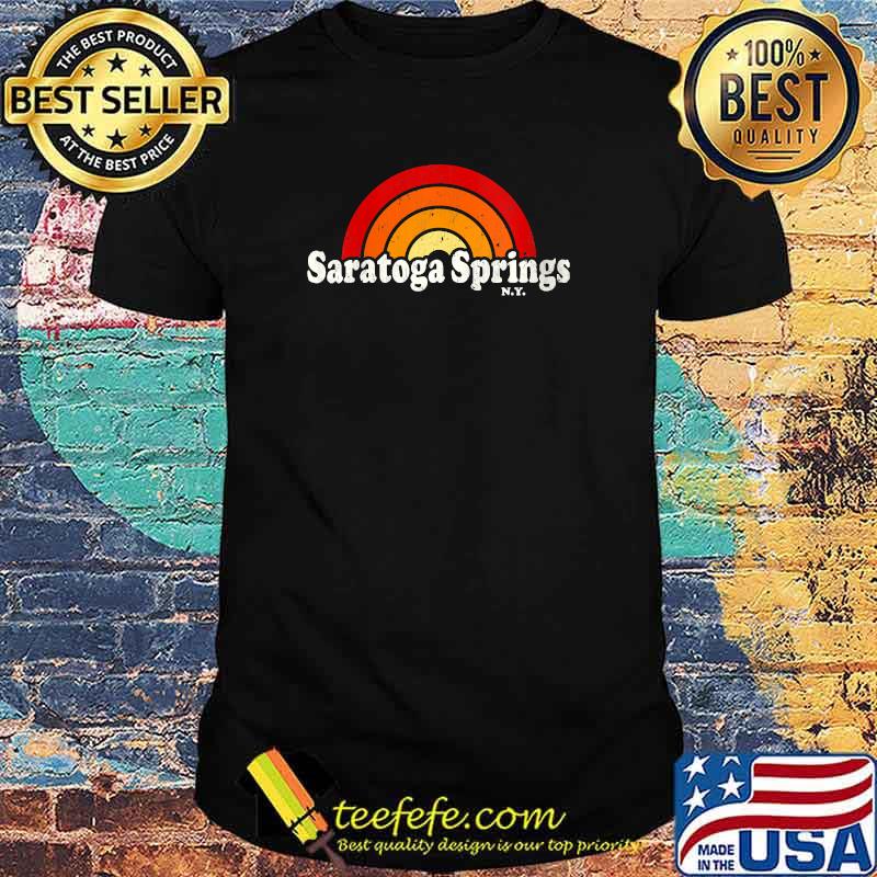 Saratoga Springs New York NY Vintage 70s Retro Rainbow T-Shirt