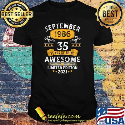 September 1986 35 Years Old Awesome Since T-Shirt