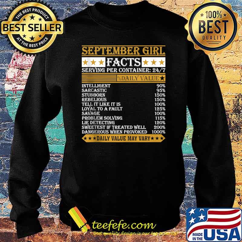 September Girl Facts Daily Value may Vary T-Shirt Sweater September Girl Facts Daily Value may Vary T-Shirt Sweater