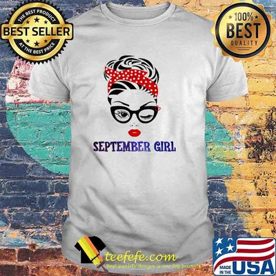 September Girl Woman Face Wink Eyes Leopard Bandana Birthday T-Shirt