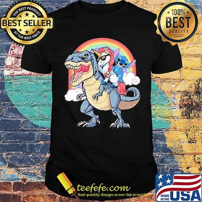 Stitch unicorn t rex rainbow shirt