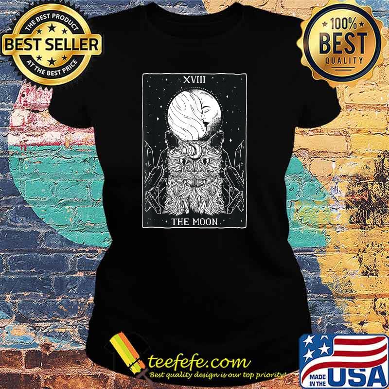 Tarot Card The Moon and Cat - Graphic Moon T-Shirt Ladies tee Tarot Card The Moon and Cat - Graphic Moon T-Shirt Ladies tee