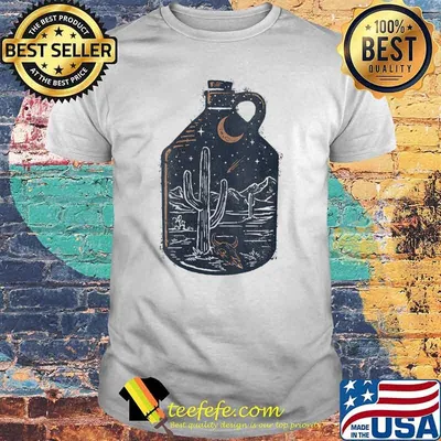 Trendy Old Fashioned Jug Fill Cactus Desert Scene T-Shirt