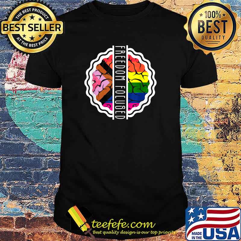 Unisex Freedom Focused Brain, Abstract Brain LGBTQ Flag T-Shirt