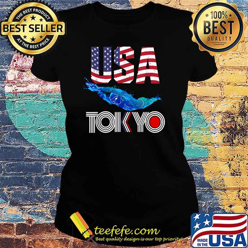 USA 2021 sports America Swimming Flag T-Shirt Ladies tee USA 2021 sports America Swimming Flag T-Shirt Ladies tee