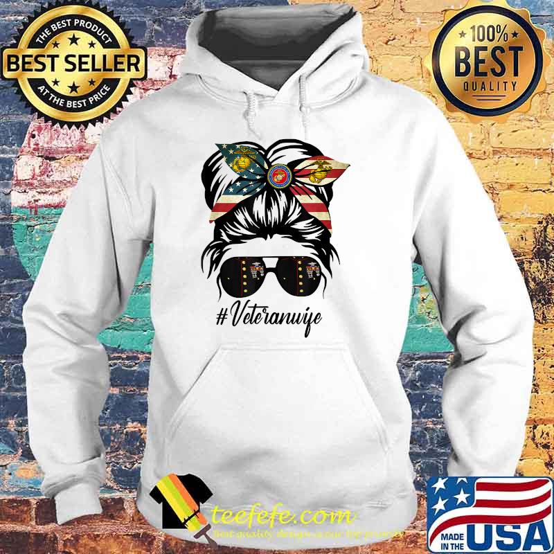 Veteran Wife Military Patriotic Messy Bun Hair T-Shirt Hoodie Veteran Wife Military Patriotic Messy Bun Hair T-Shirt Hoodie
