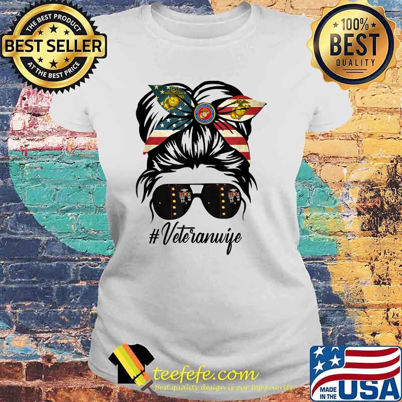 Veteran Wife Military Patriotic Messy Bun Hair T-Shirt Laides tee Veteran Wife Military Patriotic Messy Bun Hair T-Shirt Laides tee