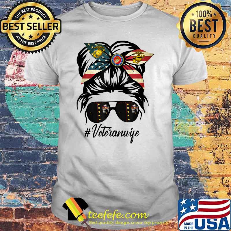 Veteran Wife Military Patriotic Messy Bun Hair T-Shirt Veteran Wife Military Patriotic Messy Bun Hair T-Shirt