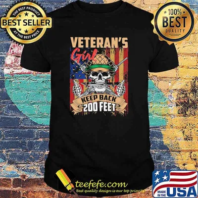 Veterans girl keep back 200 feet skull american flag shirt
