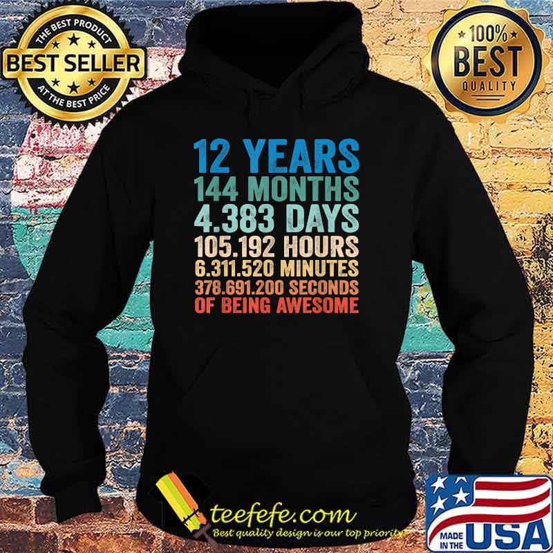 Vintage 12th Birthday Shirt Gift 12 Years Old Being Awesome T-Shirt Hoodie Vintage 12th Birthday Shirt Gift 12 Years Old Being Awesome T-Shirt Hoodie