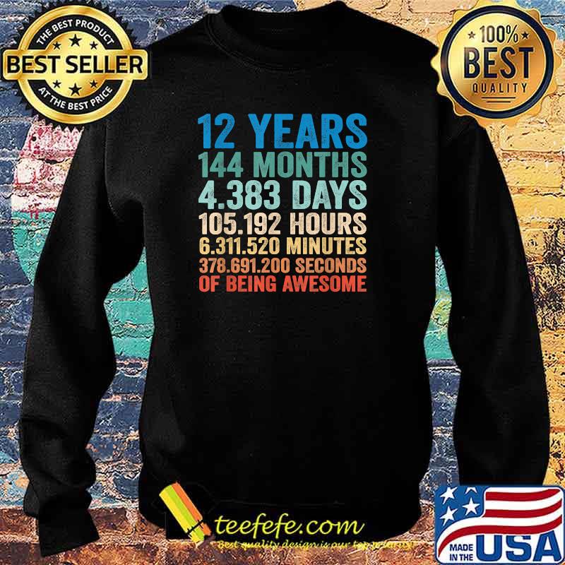 Vintage 12th Birthday Shirt Gift 12 Years Old Being Awesome T-Shirt Sweater Vintage 12th Birthday Shirt Gift 12 Years Old Being Awesome T-Shirt Sweater