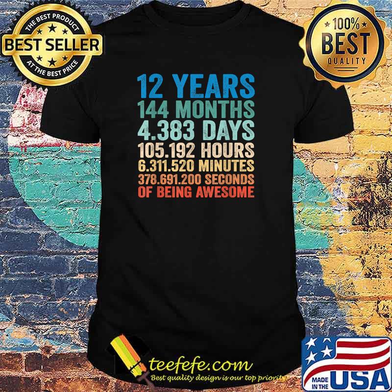 Vintage 12th Birthday Shirt Gift 12 Years Old Being Awesome T-Shirt